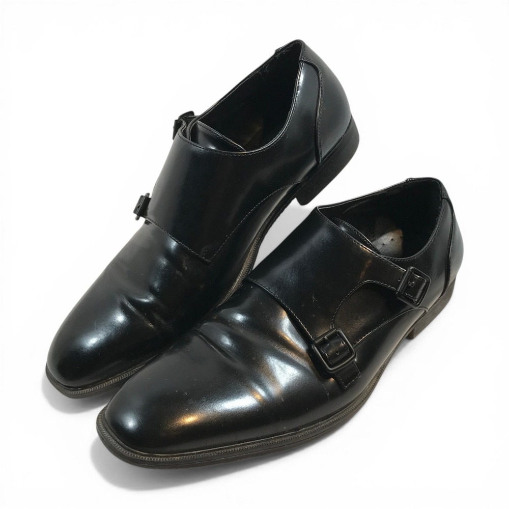 Kenneth Cole Unlisted Dinner Monk Strap Black Slip On Shoes Mens US 8.5 EU 41.5